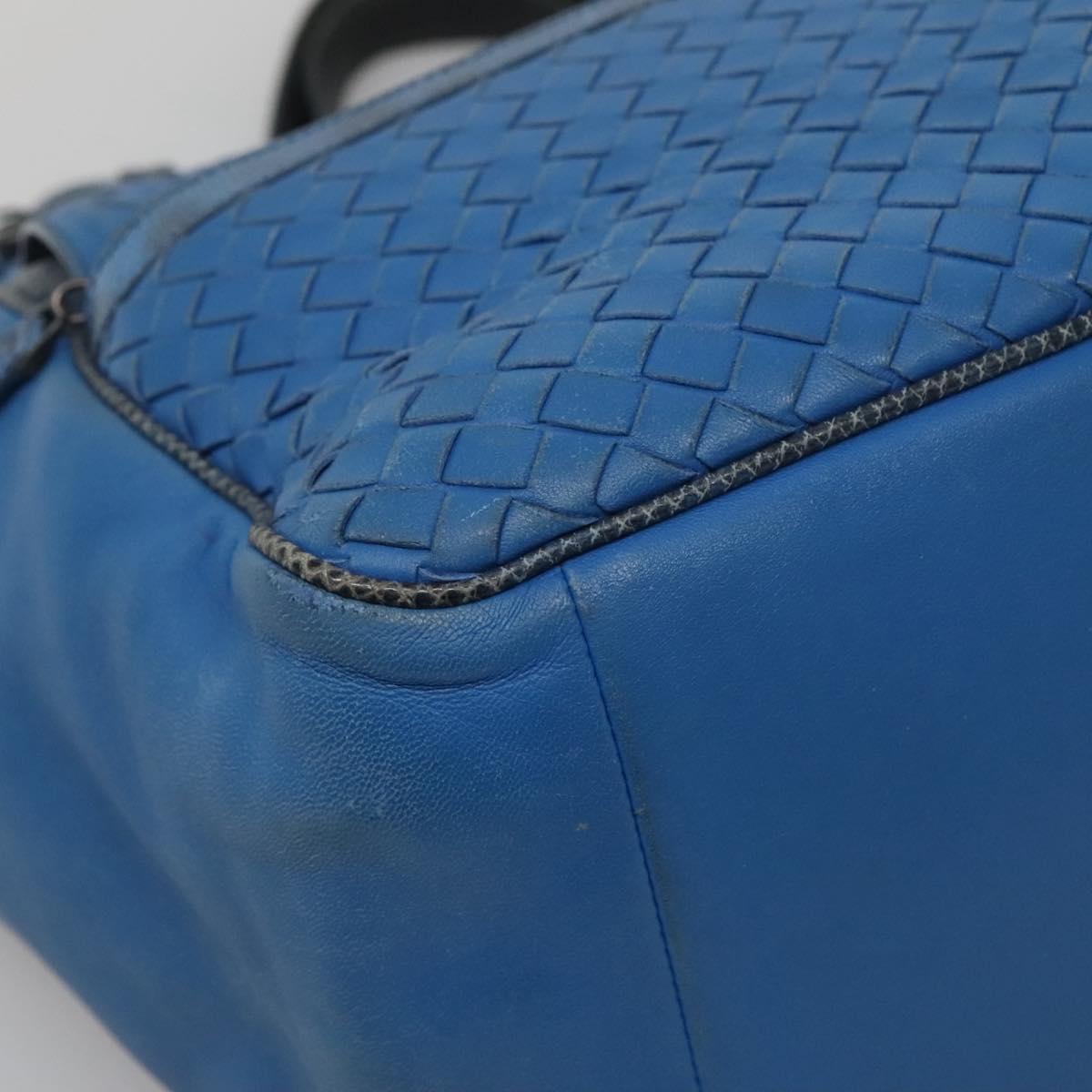 BOTTEGA VENETA INTRECCIATO Tote Bag Leather embossed Blue Auth 132702A