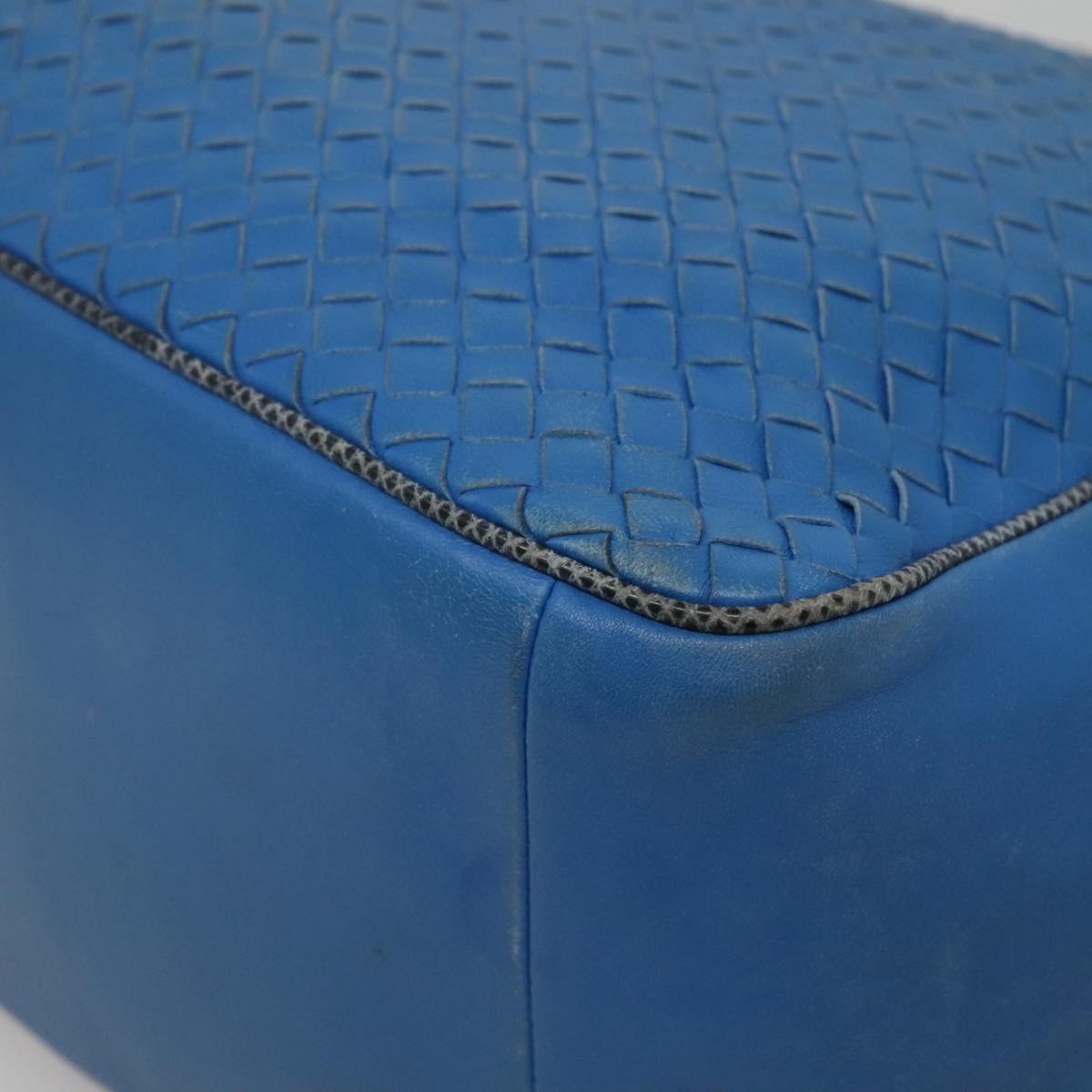 BOTTEGA VENETA INTRECCIATO Tote Bag Leather embossed Blue Auth 132702A