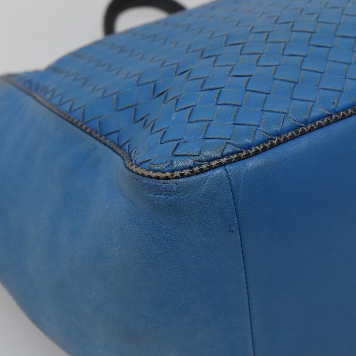 BOTTEGA VENETA INTRECCIATO Tote Bag Leather embossed Blue Auth 132702A