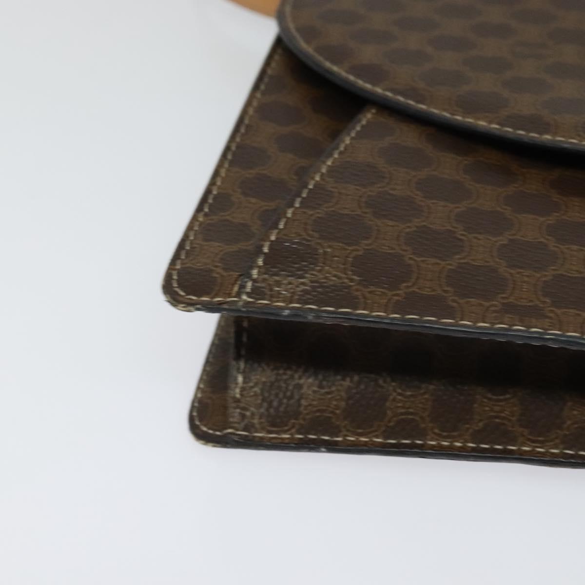 CELINE Macadam Canvas Shoulder Bag PVC Leather Brown Gold Auth 132703