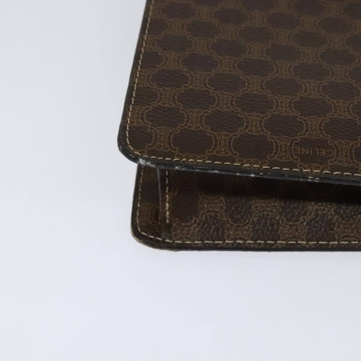 CELINE Macadam Canvas Shoulder Bag PVC Leather Brown Gold Auth 132703