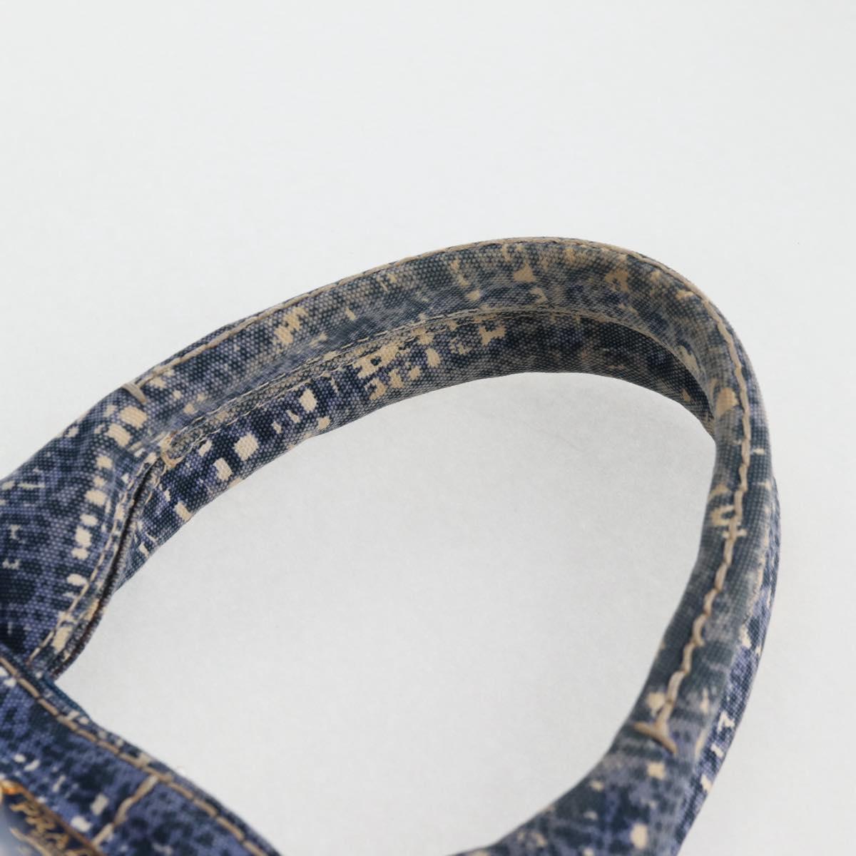 PRADA Canapa GM Hand Bag Canvas Blue Gold Auth 132724