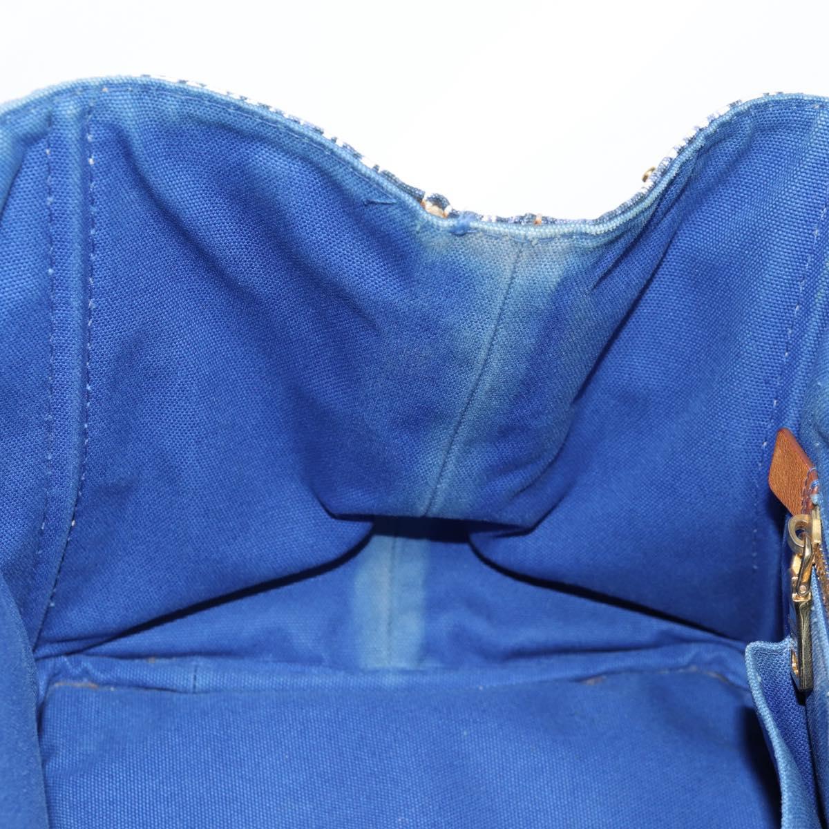 PRADA Canapa GM Hand Bag Canvas Blue Gold Auth 132724