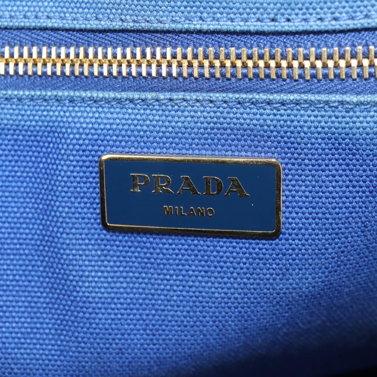 PRADA Canapa GM Hand Bag Canvas Blue Gold Auth 132724
