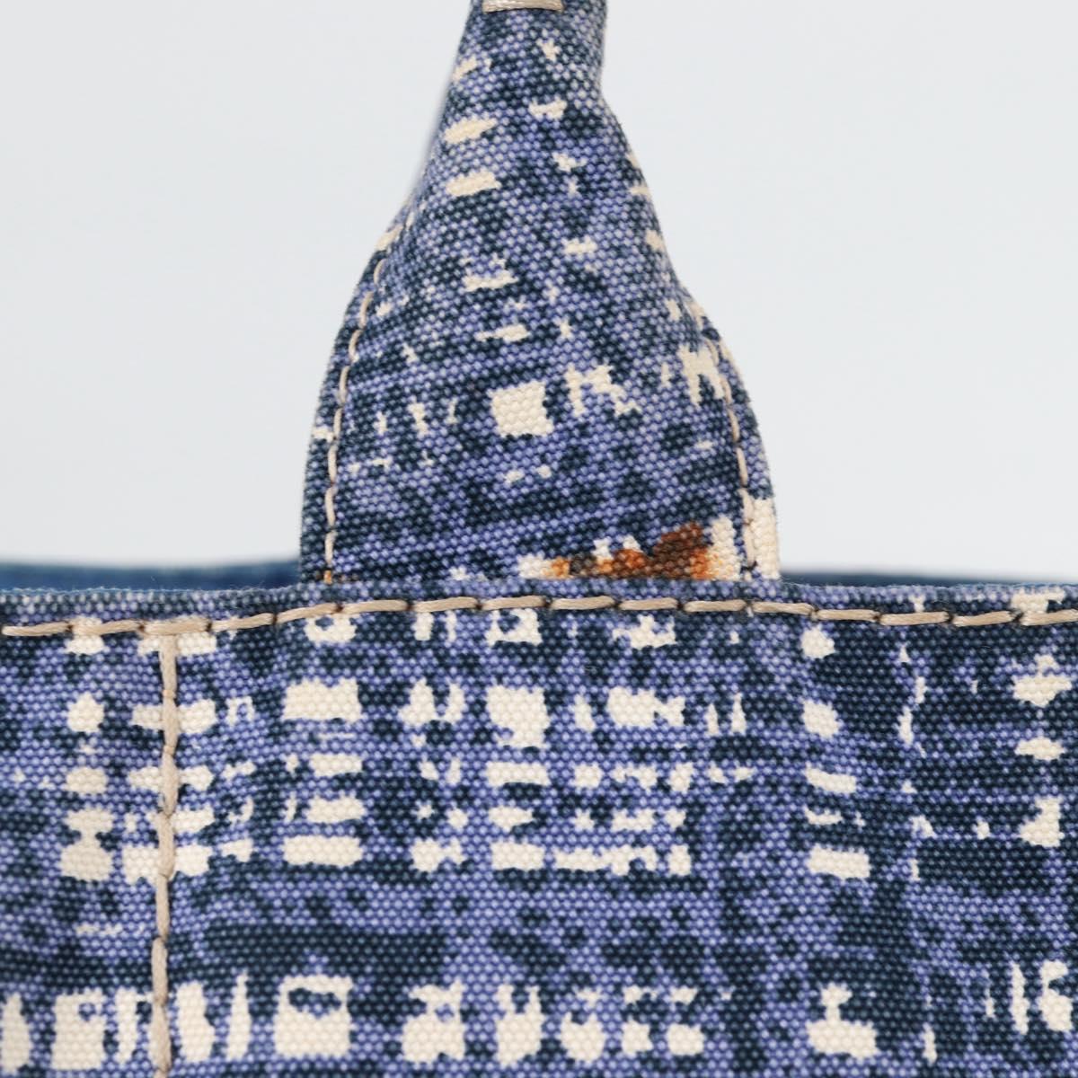 PRADA Canapa GM Hand Bag Canvas Blue Gold Auth 132724