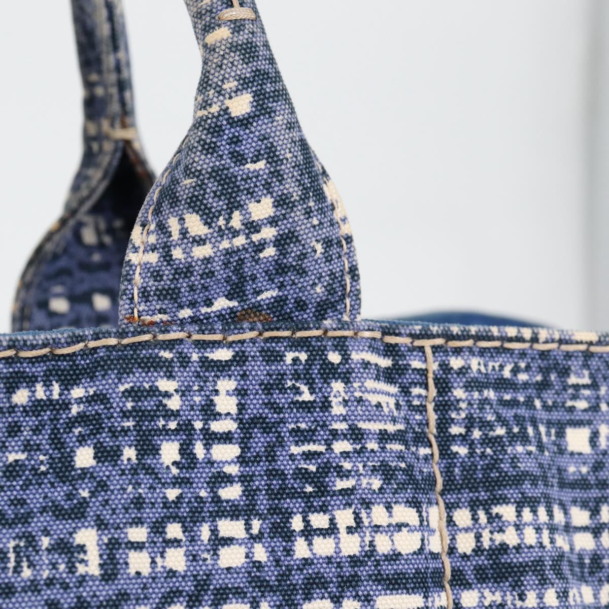 PRADA Canapa GM Hand Bag Canvas Blue Gold Auth 132724