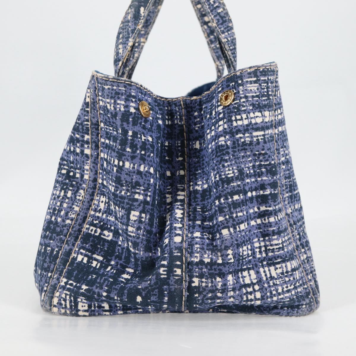 PRADA Canapa GM Hand Bag Canvas Blue Gold Auth 132724