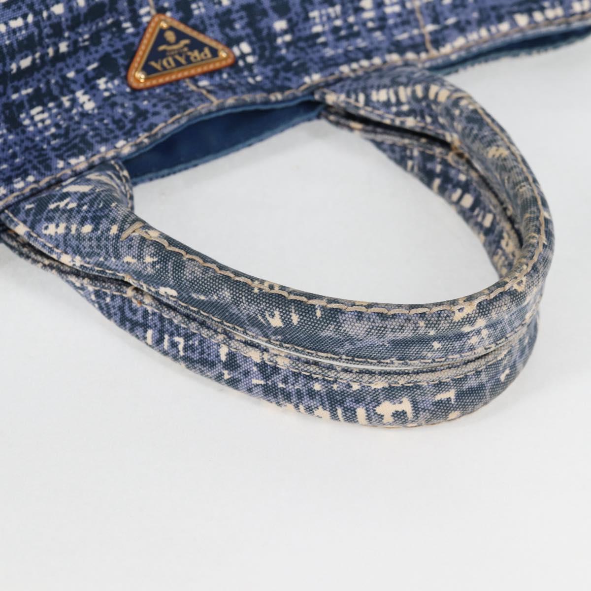 PRADA Canapa GM Hand Bag Canvas Blue Gold Auth 132724