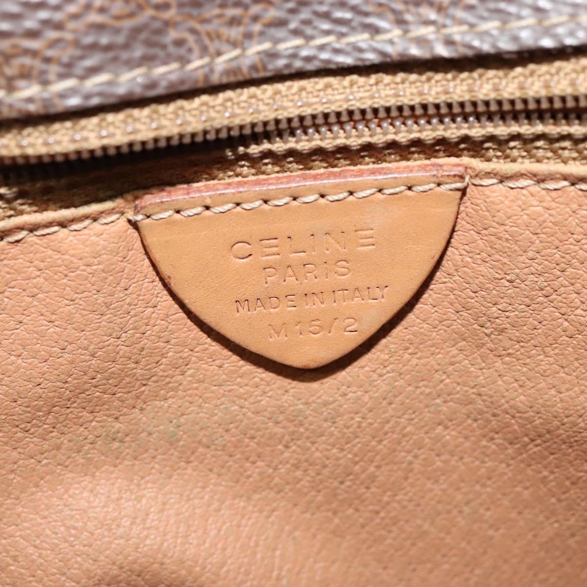 CELINE Macadam Canvas Shoulder Bag PVC Leather Brown Gold Auth 132726