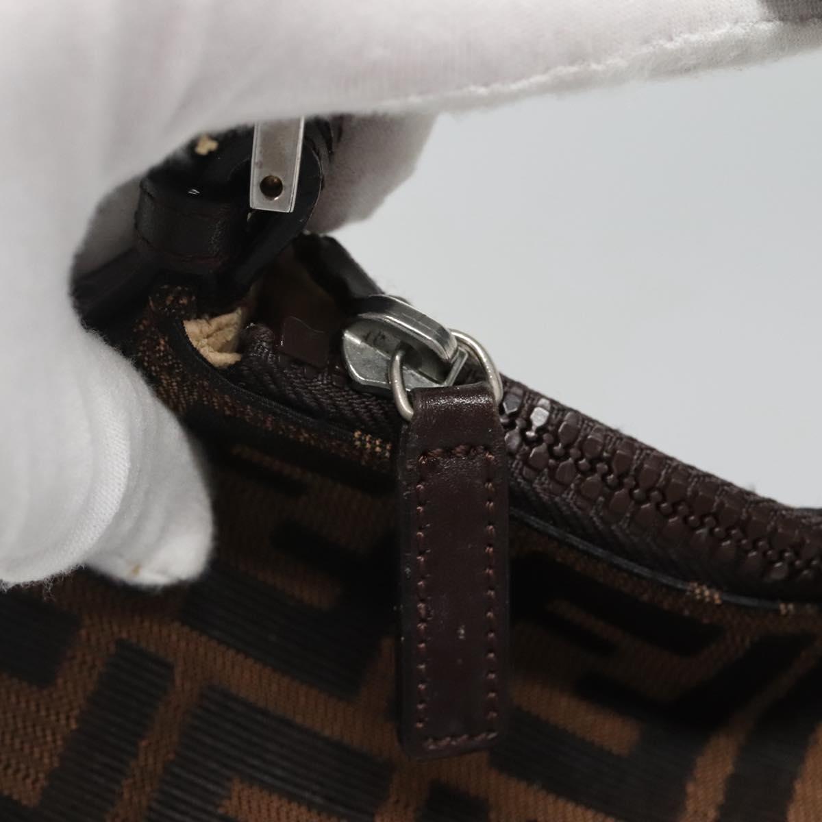 FENDI Zucca Canvas Hand Bag Black Brown Auth 132729