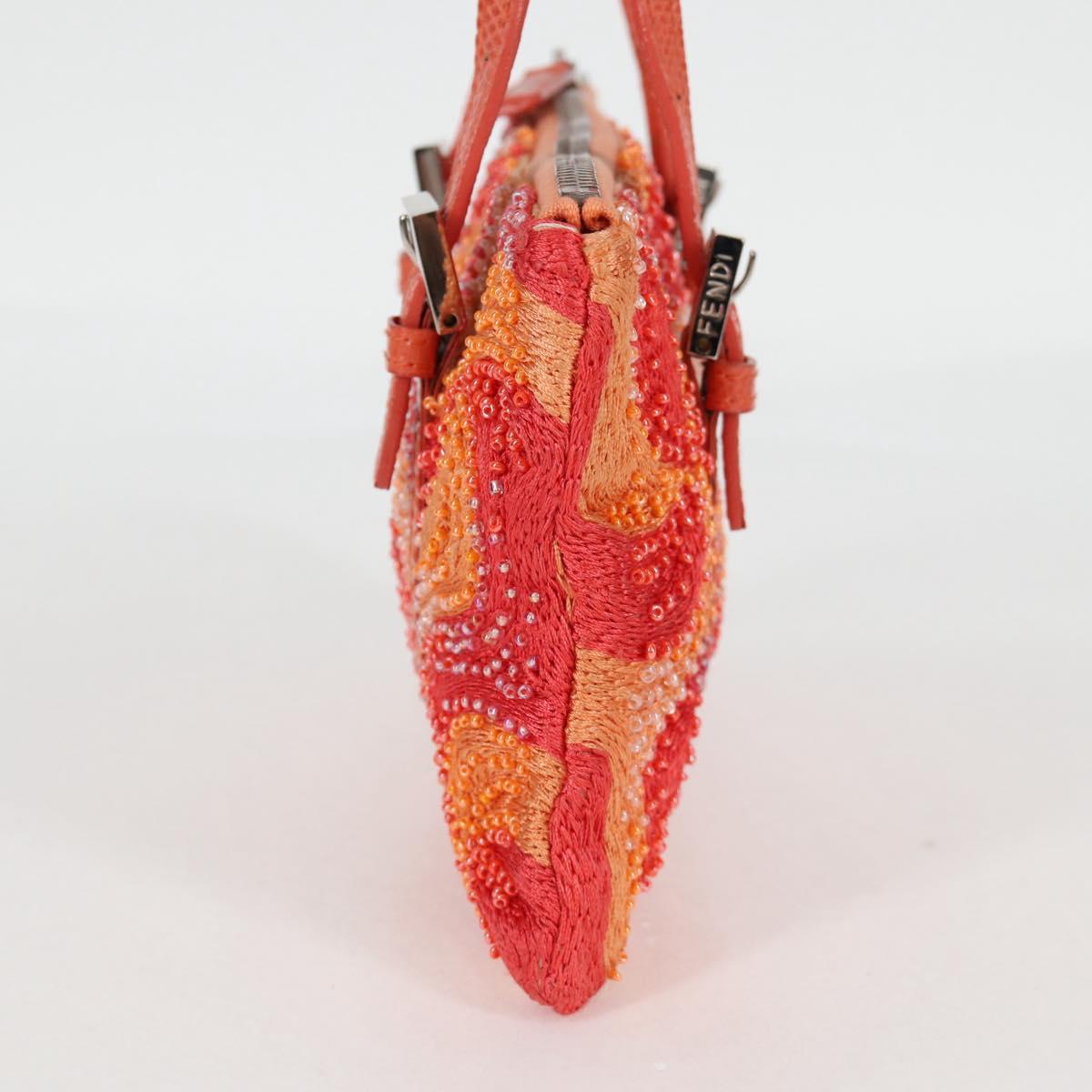 FENDI Hand Bag beads Red Auth 132731V