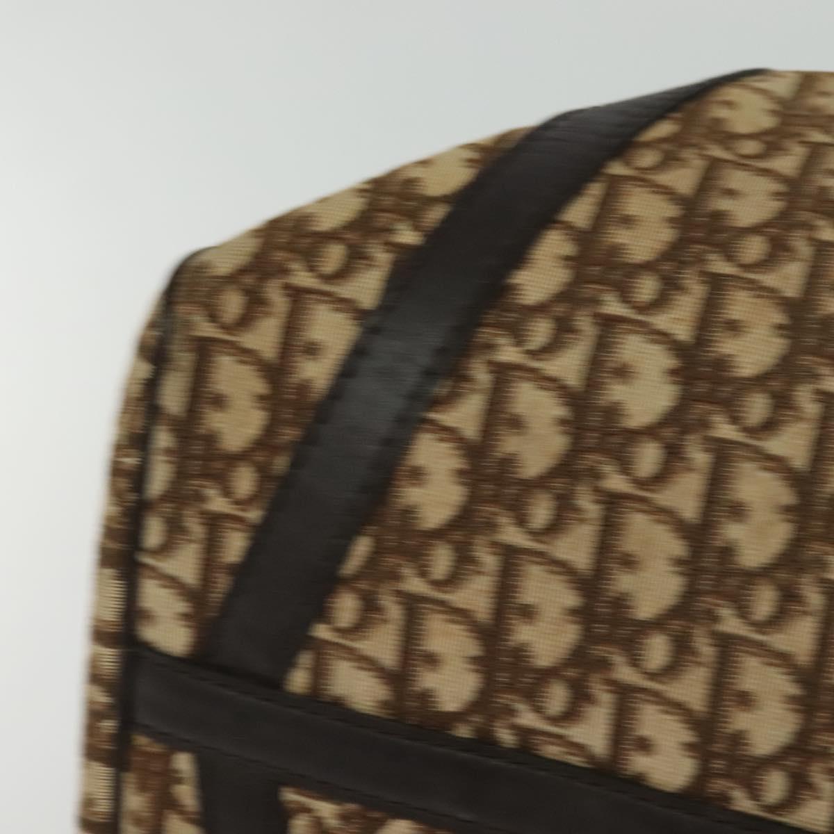 Christian Dior Trotter Canvas Hand Bag Brown Gold Auth 132733