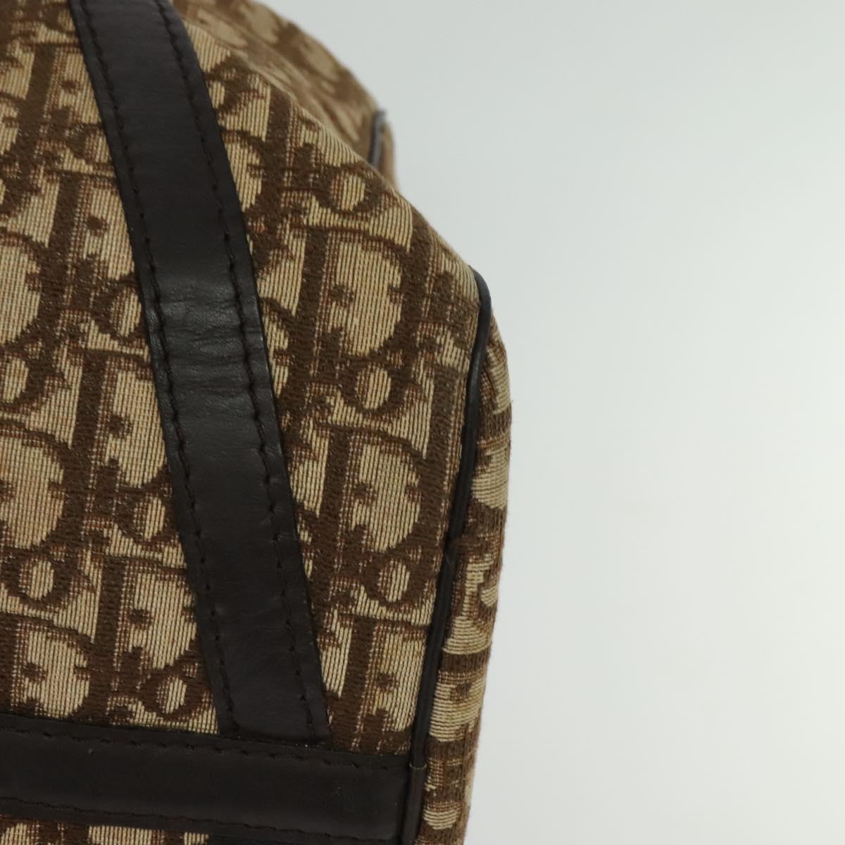 Christian Dior Trotter Canvas Hand Bag Brown Gold Auth 132733