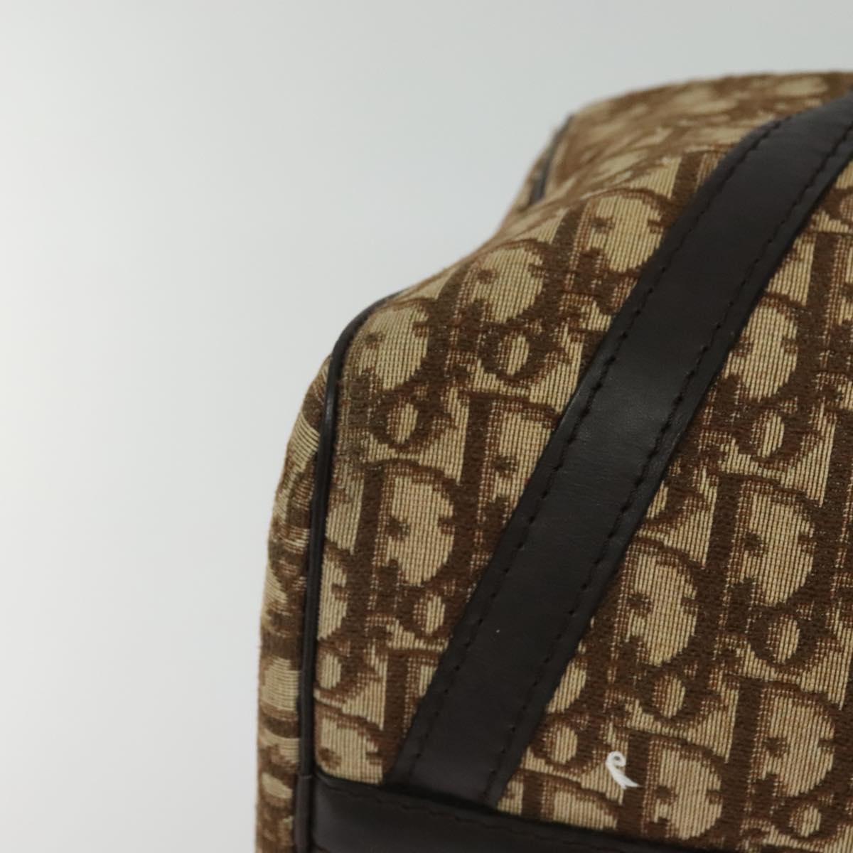 Christian Dior Trotter Canvas Hand Bag Brown Gold Auth 132733