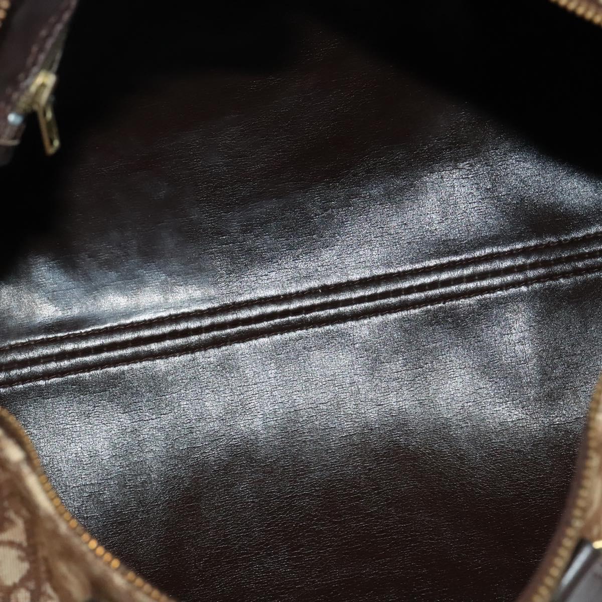 Christian Dior Trotter Canvas Hand Bag Brown Gold Auth 132733