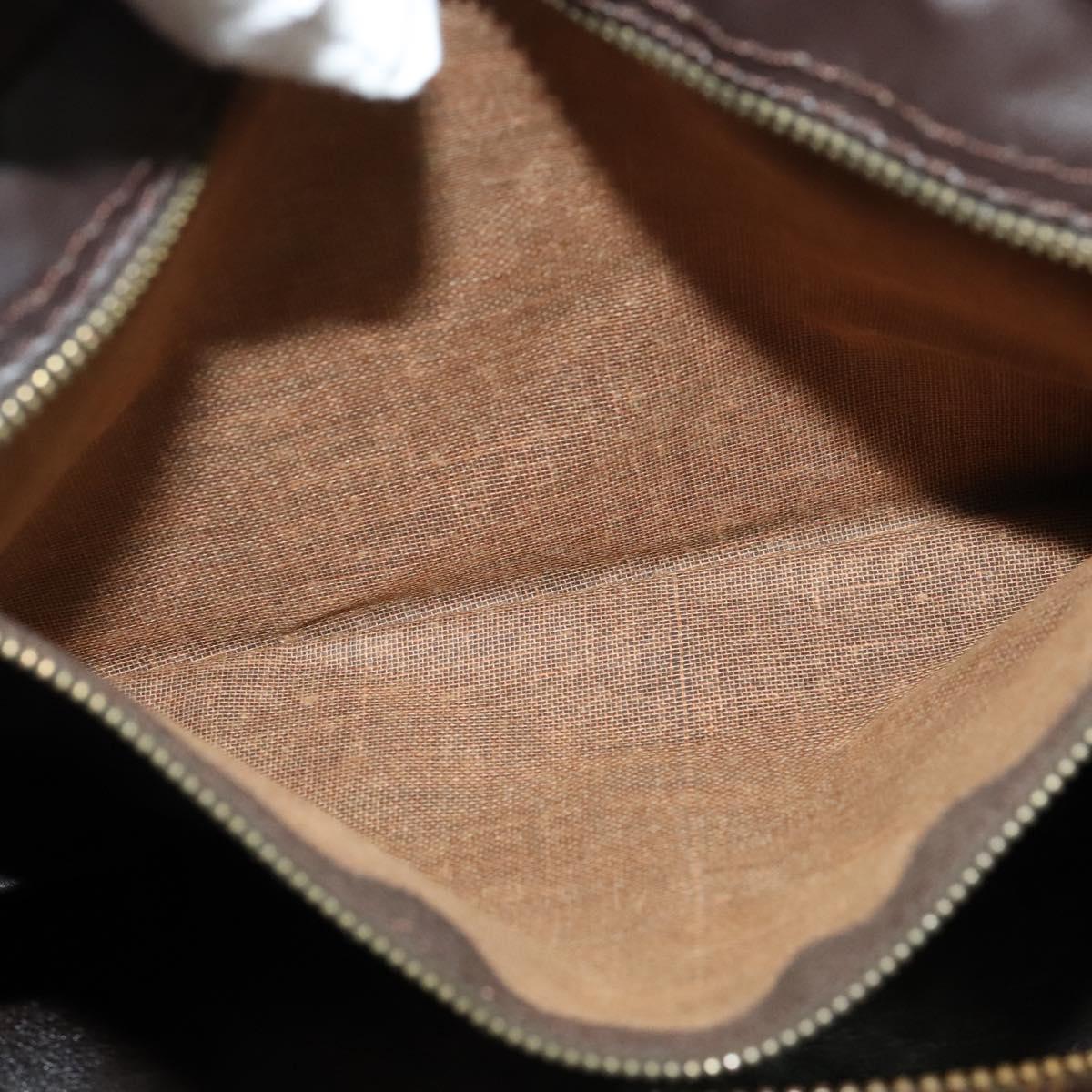 Christian Dior Trotter Canvas Hand Bag Brown Gold Auth 132733