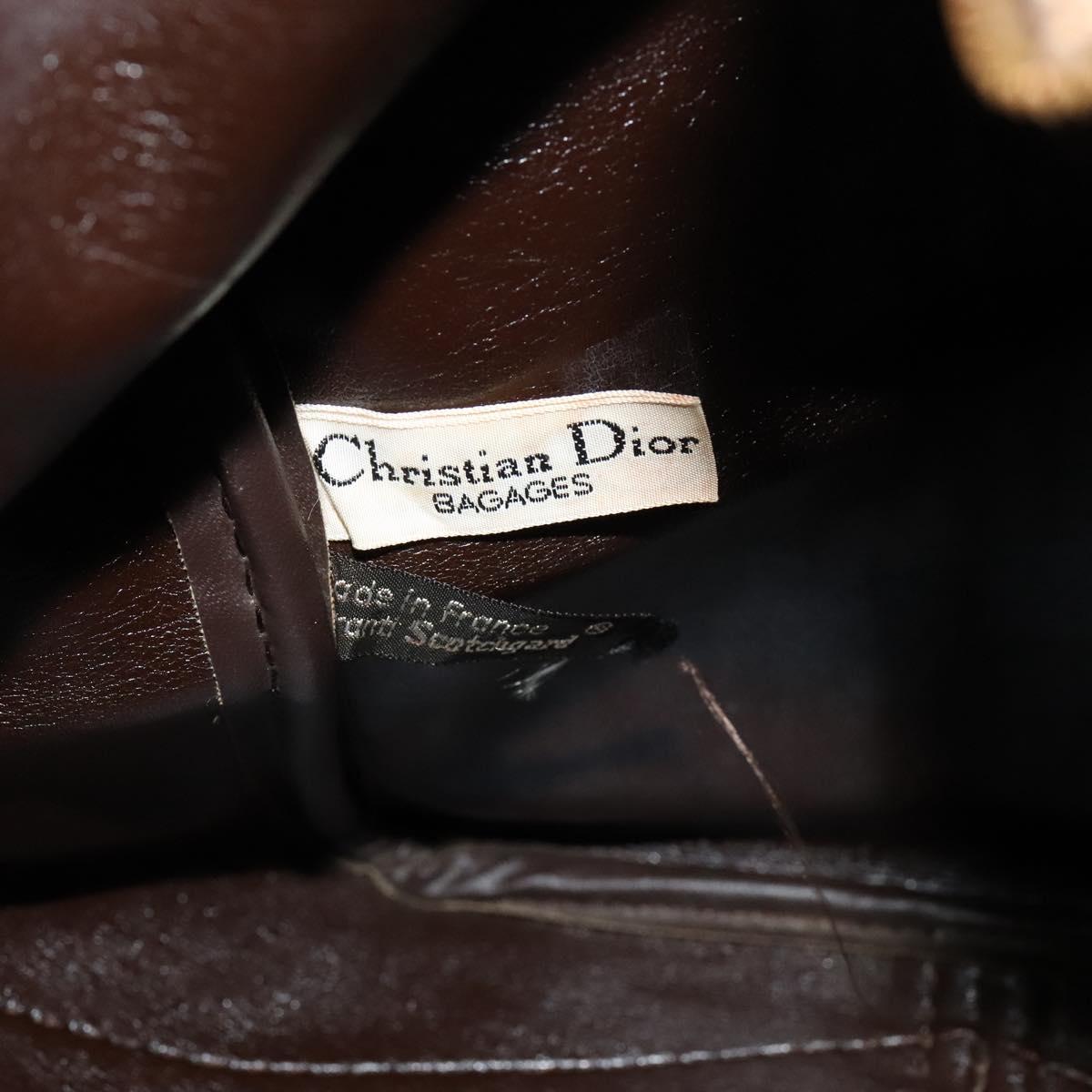 Christian Dior Trotter Canvas Hand Bag Brown Gold Auth 132733