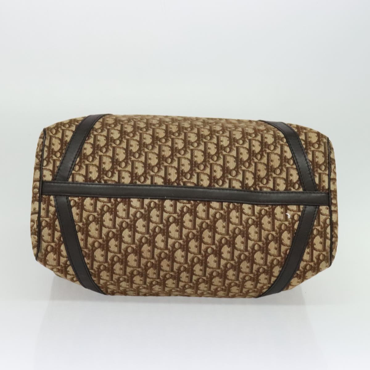Christian Dior Trotter Canvas Hand Bag Brown Gold Auth 132733