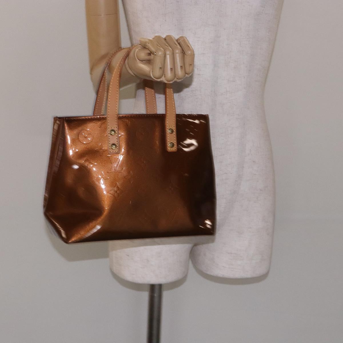 LOUIS VUITTON Monogram Vernis Reade PM Hand Bag Bronze M91146 LV Auth 132734