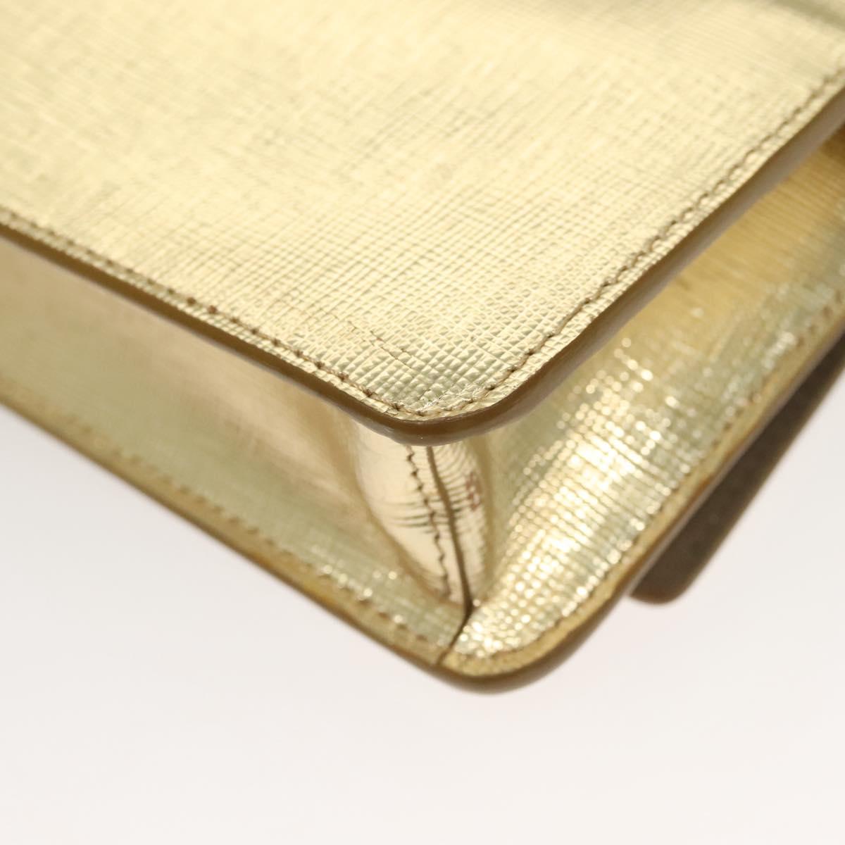 FENDI Chain Wallet Leather Gold Auth 132749