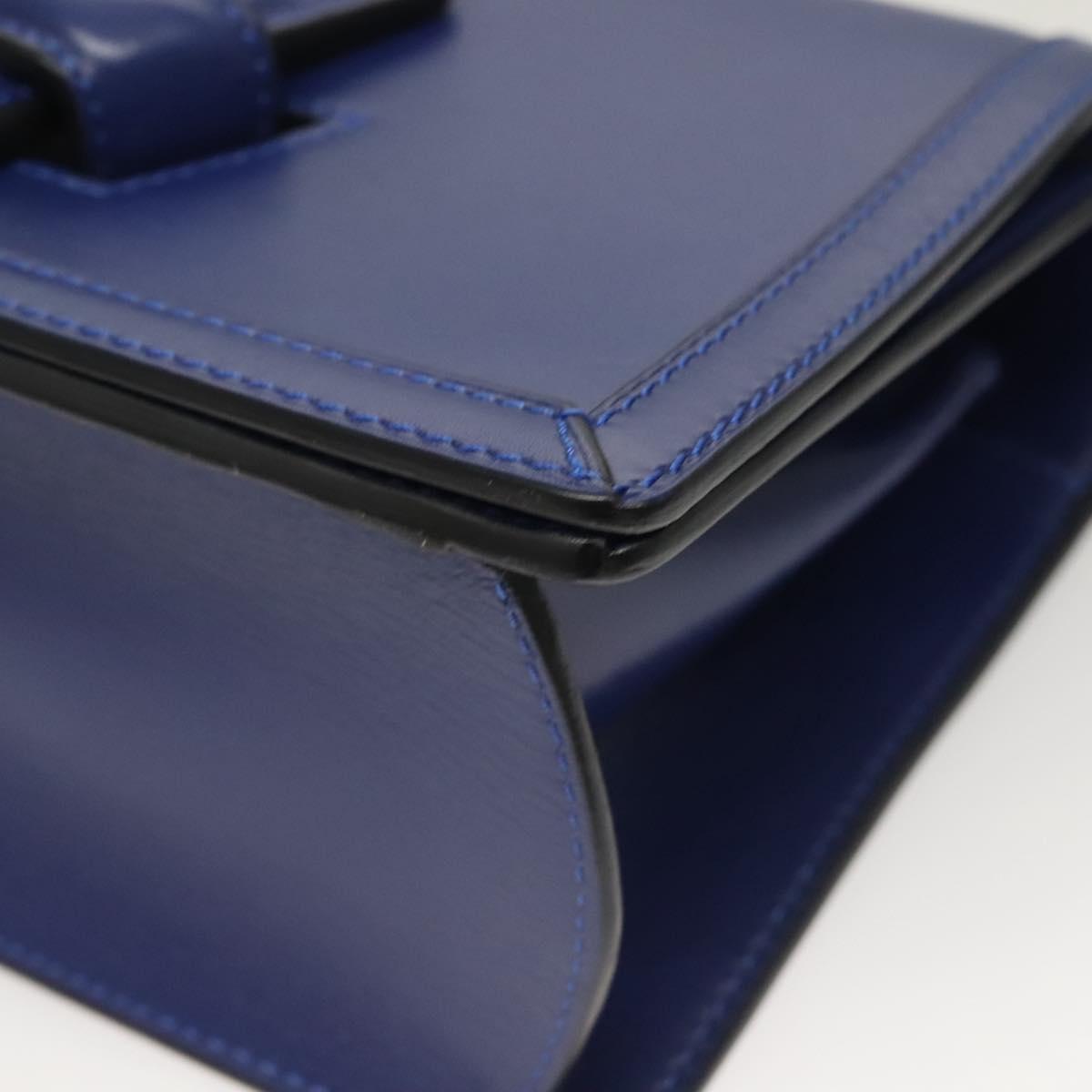 LOEWE Shoulder Bag Leather Blue Gold Auth 132752