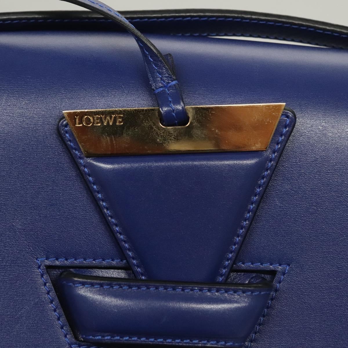 LOEWE Shoulder Bag Leather Blue Gold Auth 132752