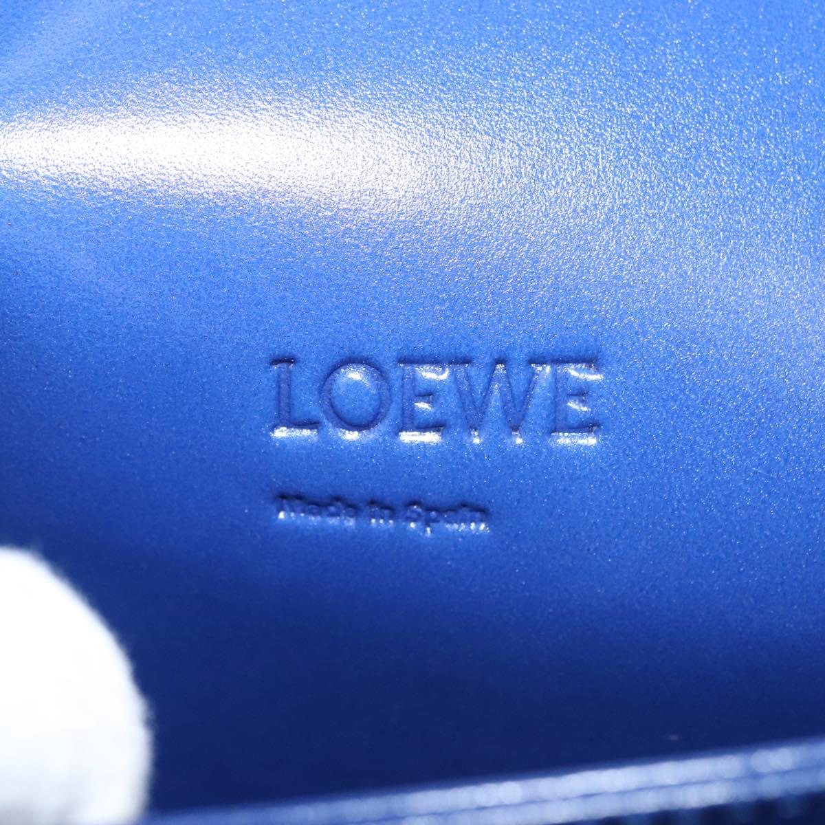 LOEWE Shoulder Bag Leather Blue Gold Auth 132752