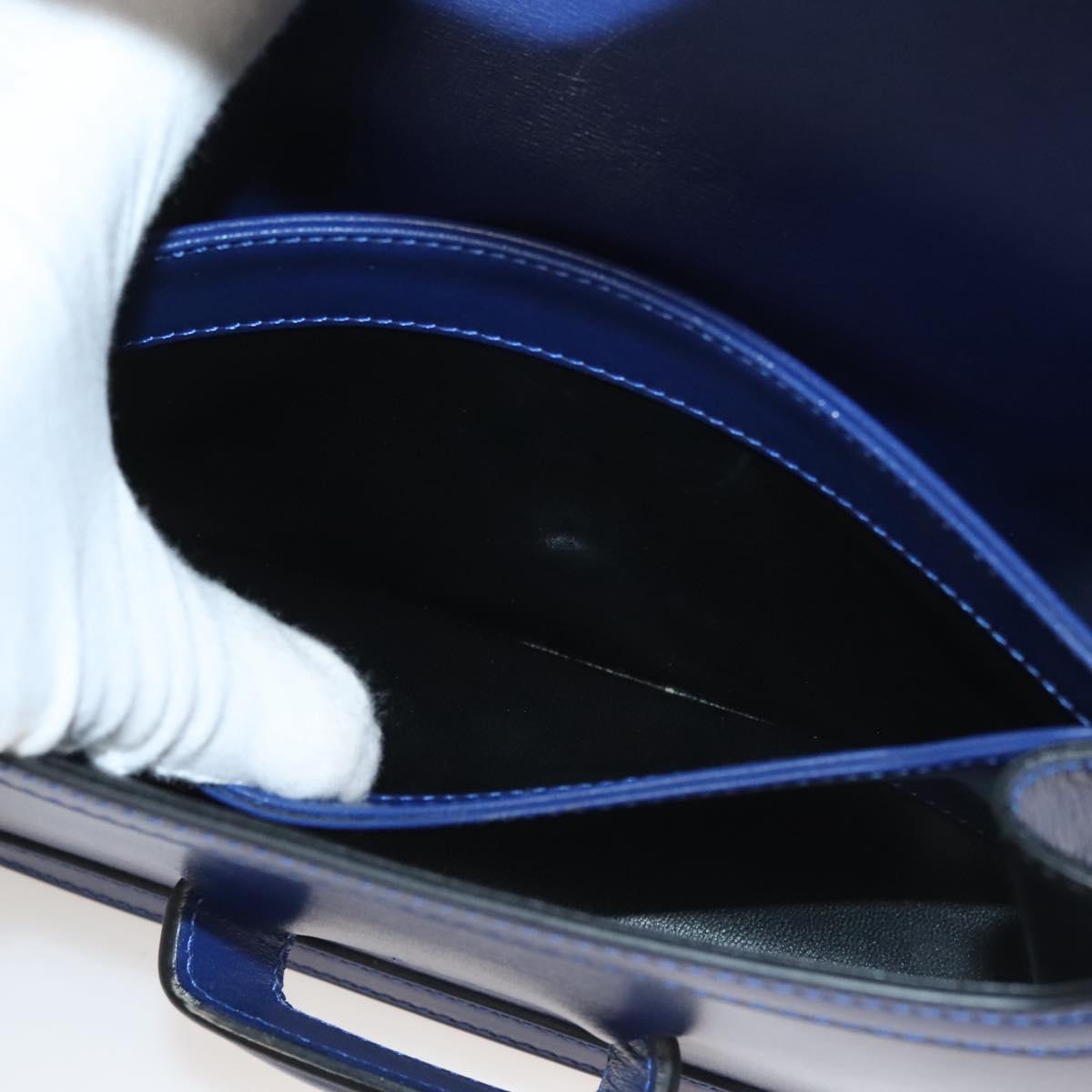 LOEWE Shoulder Bag Leather Blue Gold Auth 132752