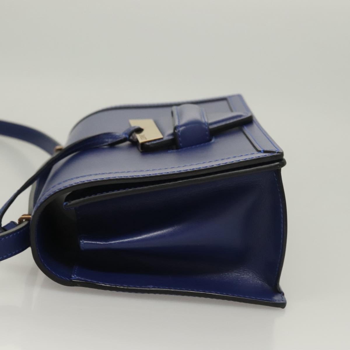 LOEWE Shoulder Bag Leather Blue Gold Auth 132752