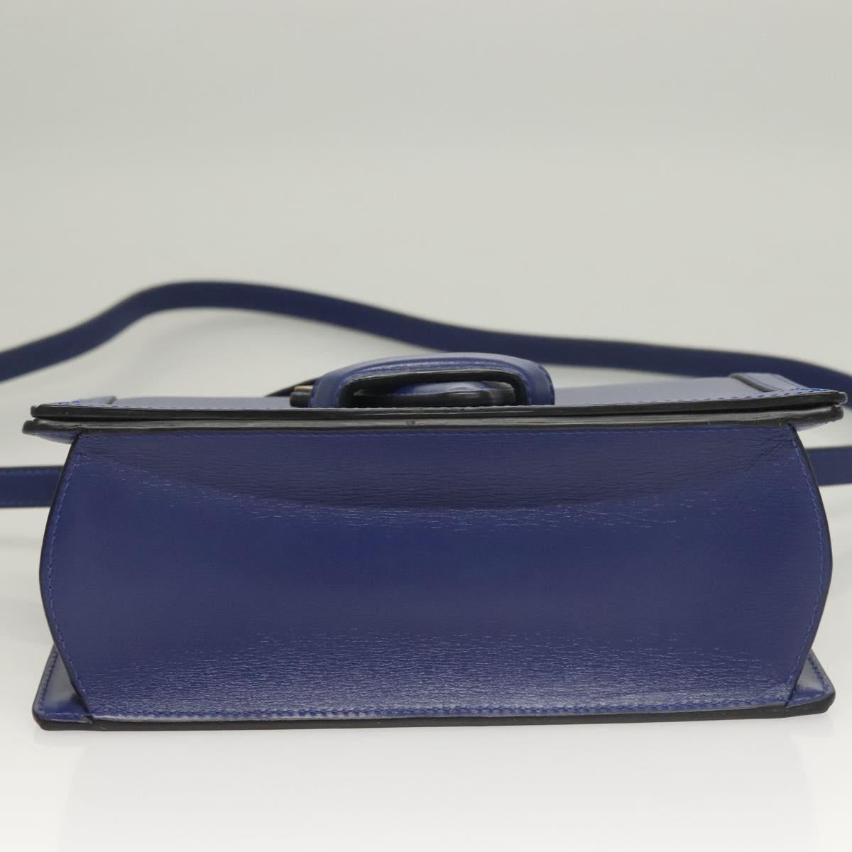 LOEWE Shoulder Bag Leather Blue Gold Auth 132752