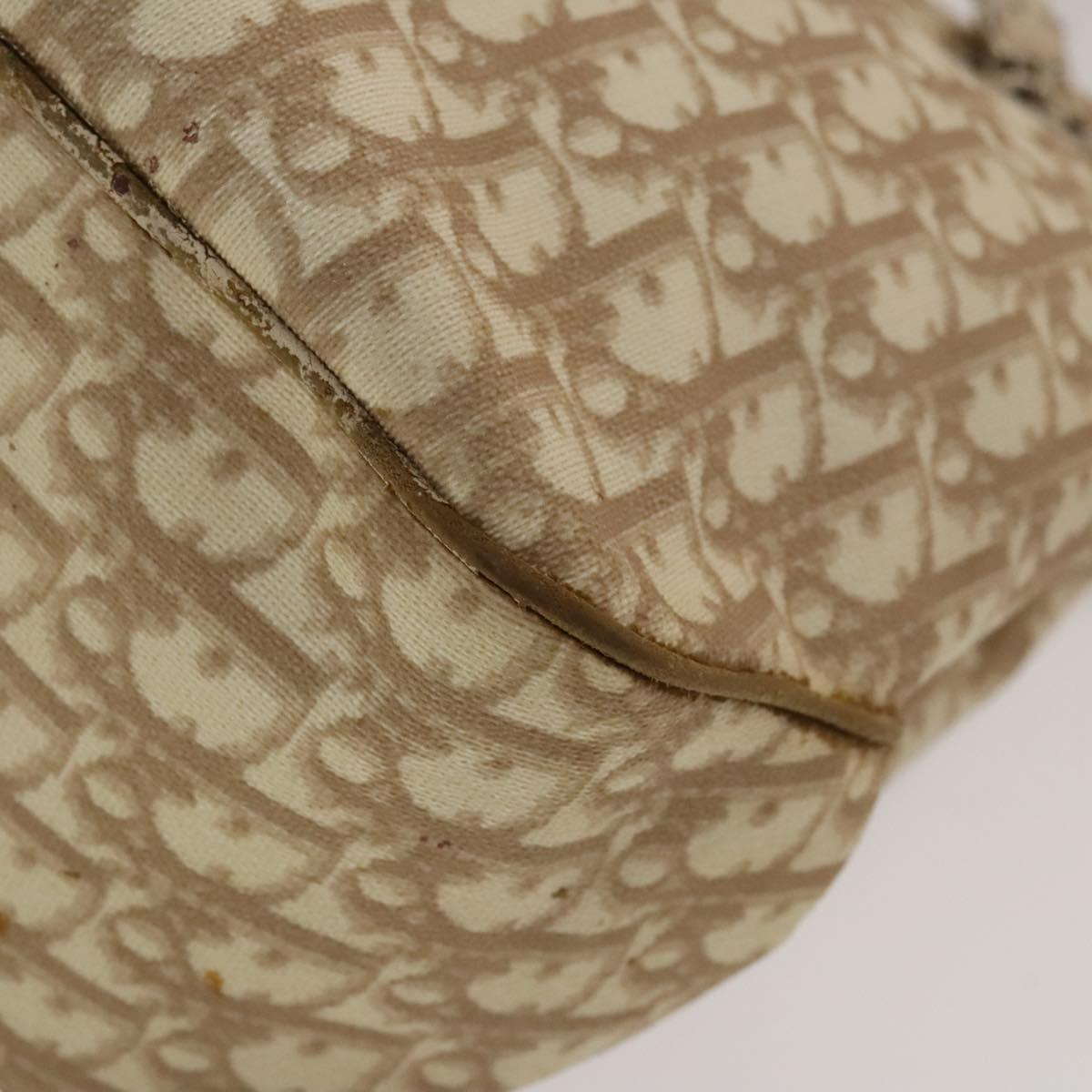 Christian Dior Trotter Canvas Romantic Chain Bag PVC Beige Silver Auth 132755