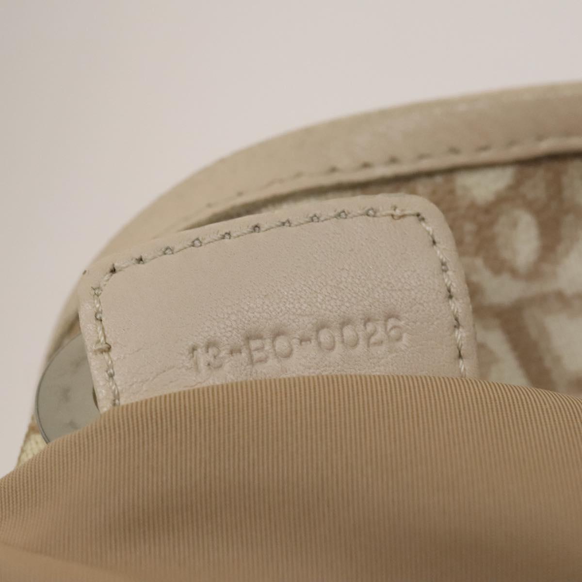 Christian Dior Trotter Canvas Romantic Chain Bag PVC Beige Silver Auth 132755