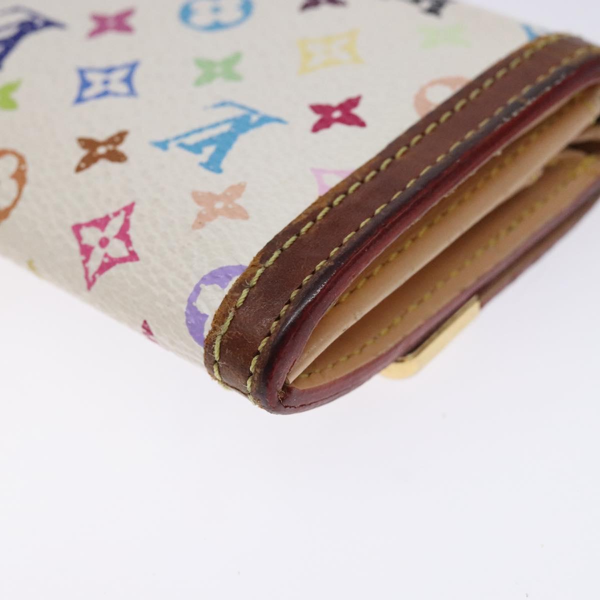 LOUIS VUITTON Multicolor Porte Monnaie Pla Purse White M92657 Auth 132771