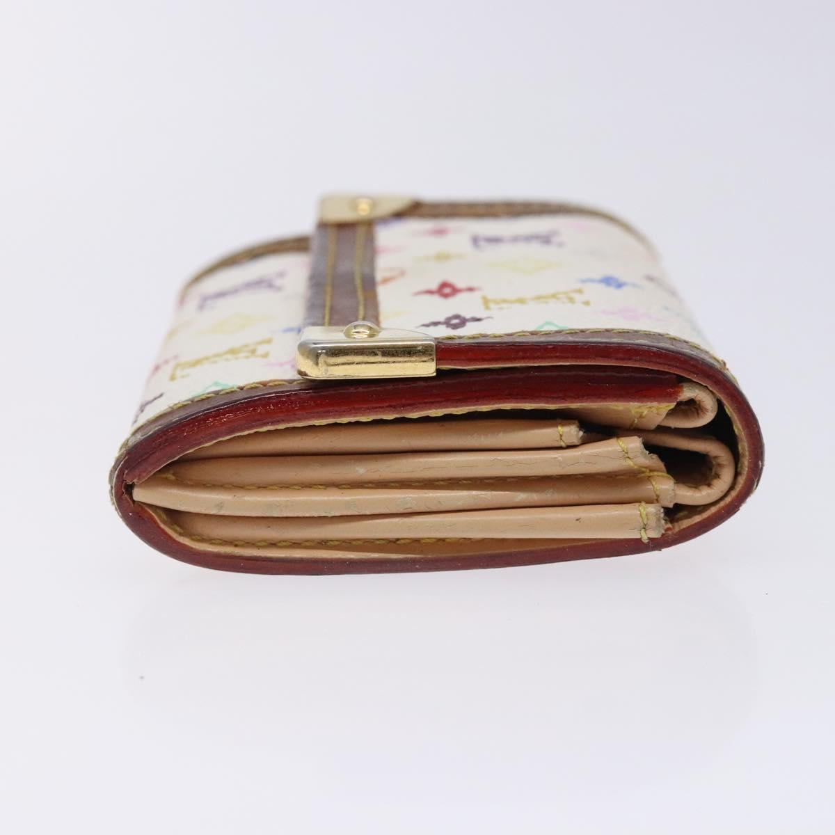 LOUIS VUITTON Multicolor Porte Monnaie Pla Purse White M92657 Auth 132771