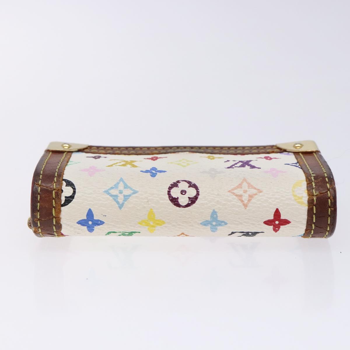 LOUIS VUITTON Multicolor Porte Monnaie Pla Purse White M92657 Auth 132771