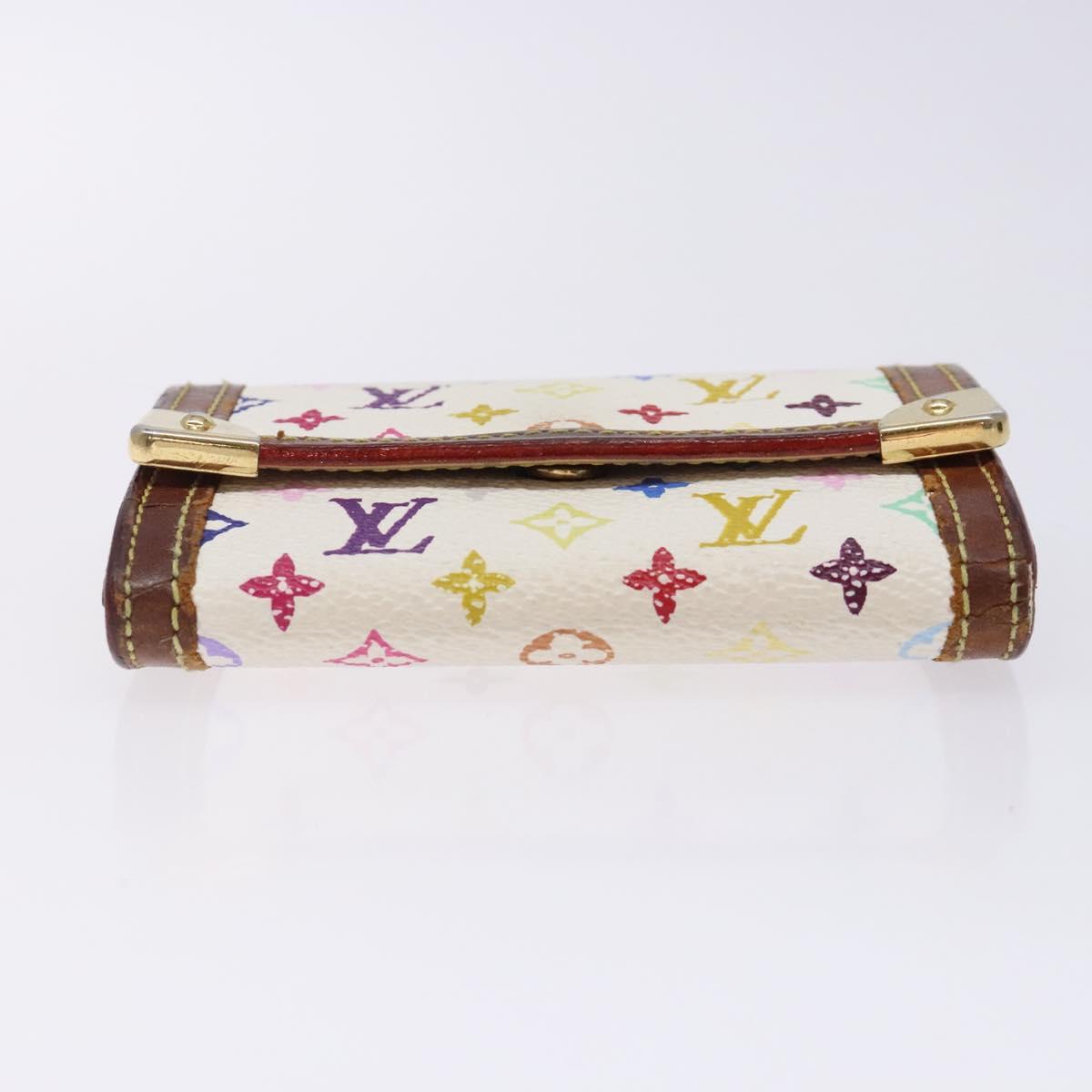 LOUIS VUITTON Multicolor Porte Monnaie Pla Purse White M92657 Auth 132771