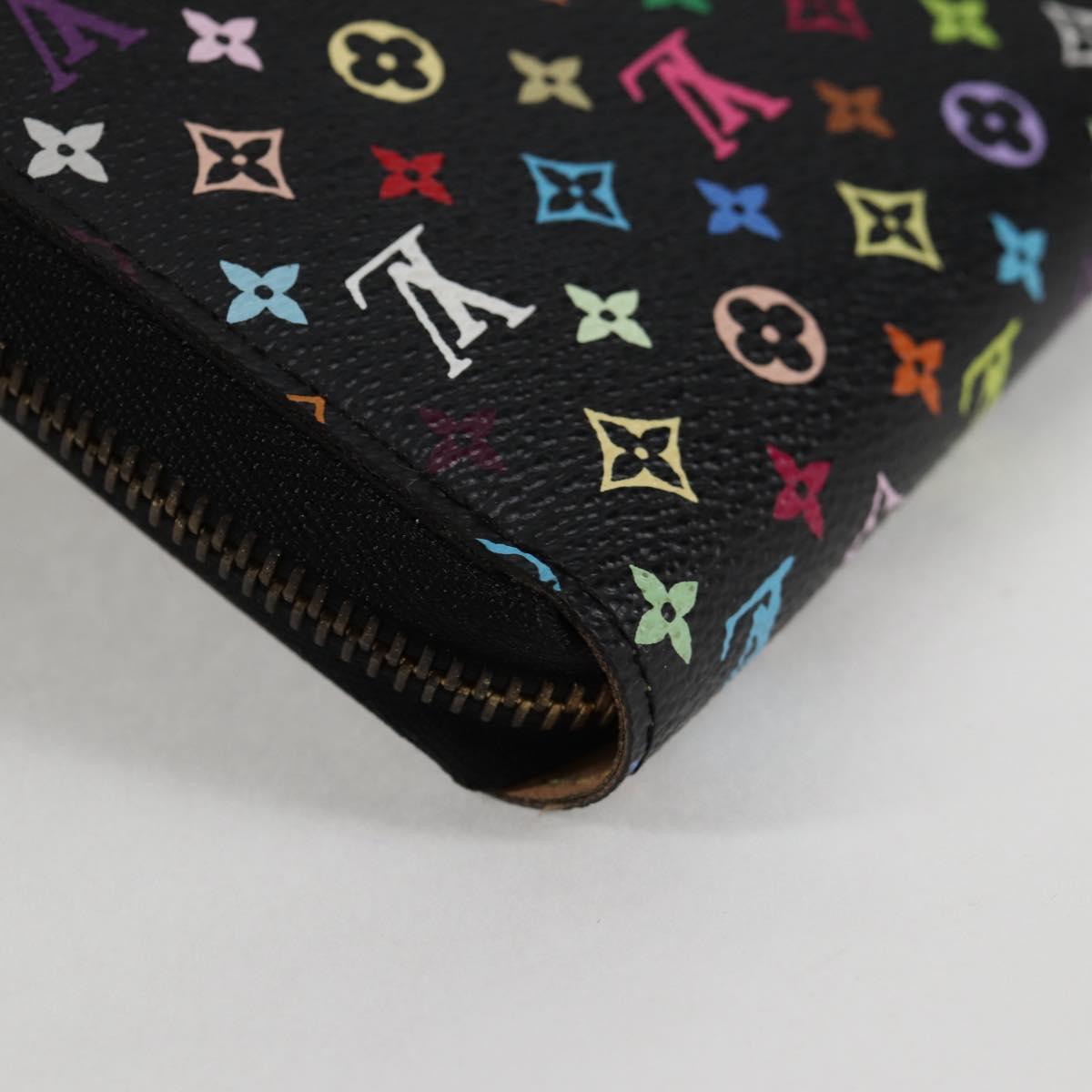 LOUIS VUITTON Monogram Multicolor Zippy Wallet Long Black M60243 LV Auth 132782V