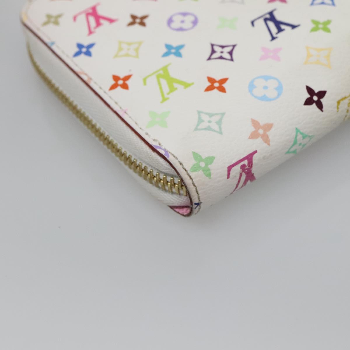LOUIS VUITTON Monogram Multicolor Zippy Wallet White M60241 LV Auth 132797