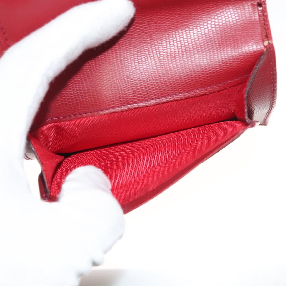 CELINE Compact Wallet Leather Red Gold Auth 132803