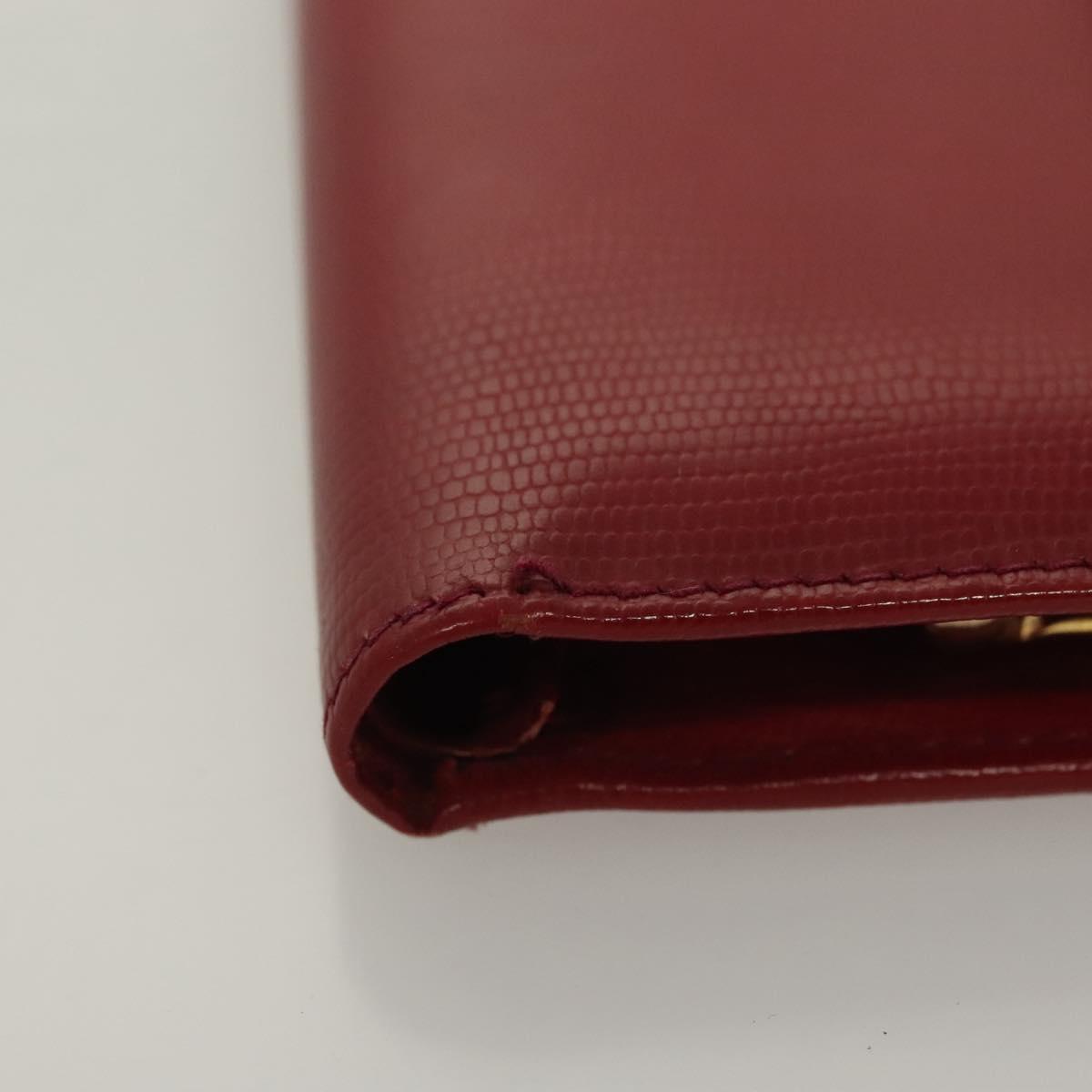 CELINE Compact Wallet Leather Red Gold Auth 132803