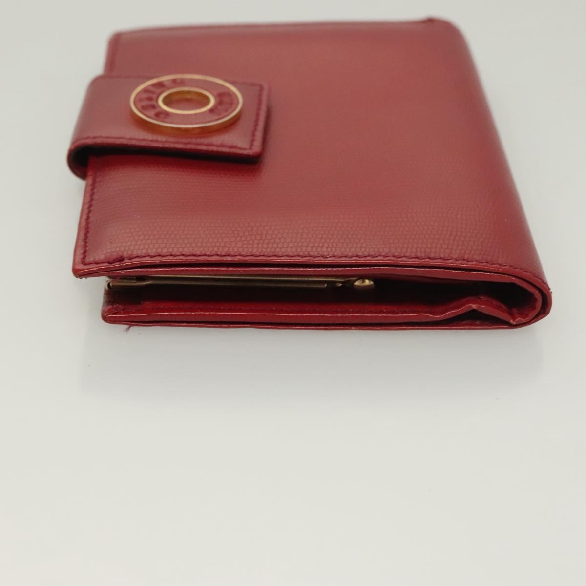 CELINE Compact Wallet Leather Red Gold Auth 132803