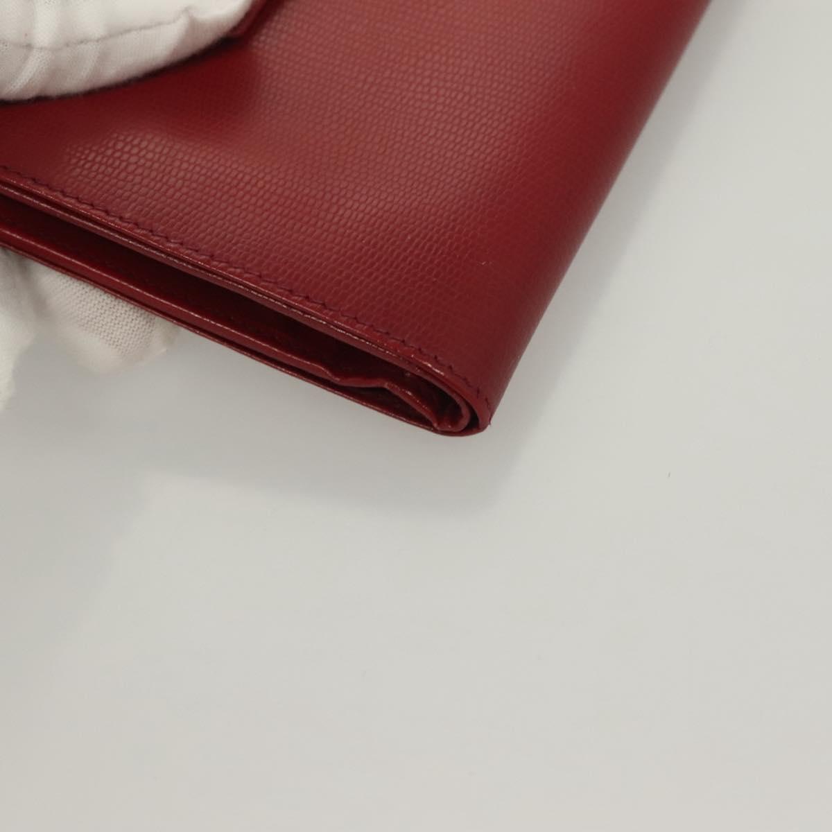 CELINE Compact Wallet Leather Red Gold Auth 132803
