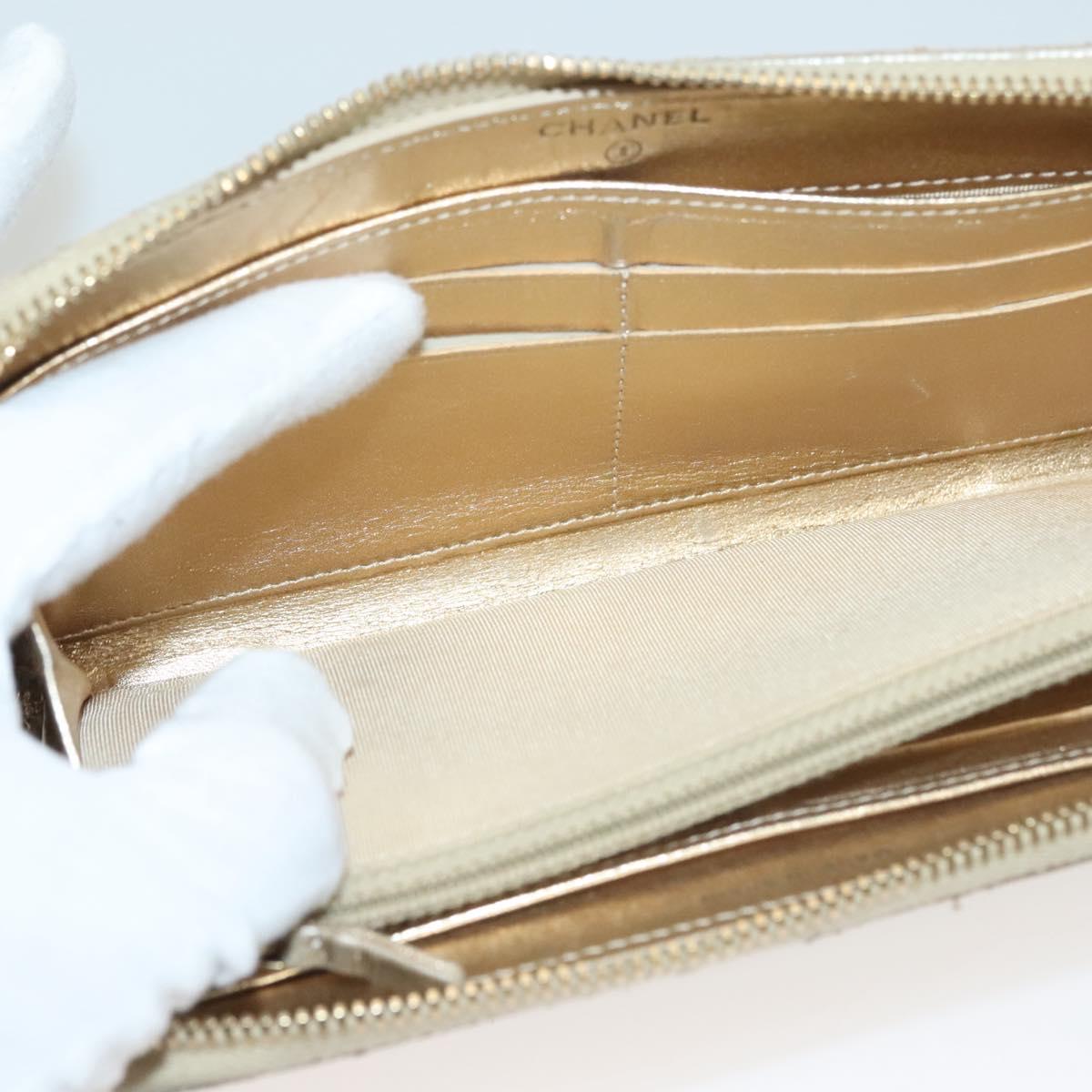 CHANEL Matelasse Long Wallet Leather Silver CC Auth 132807