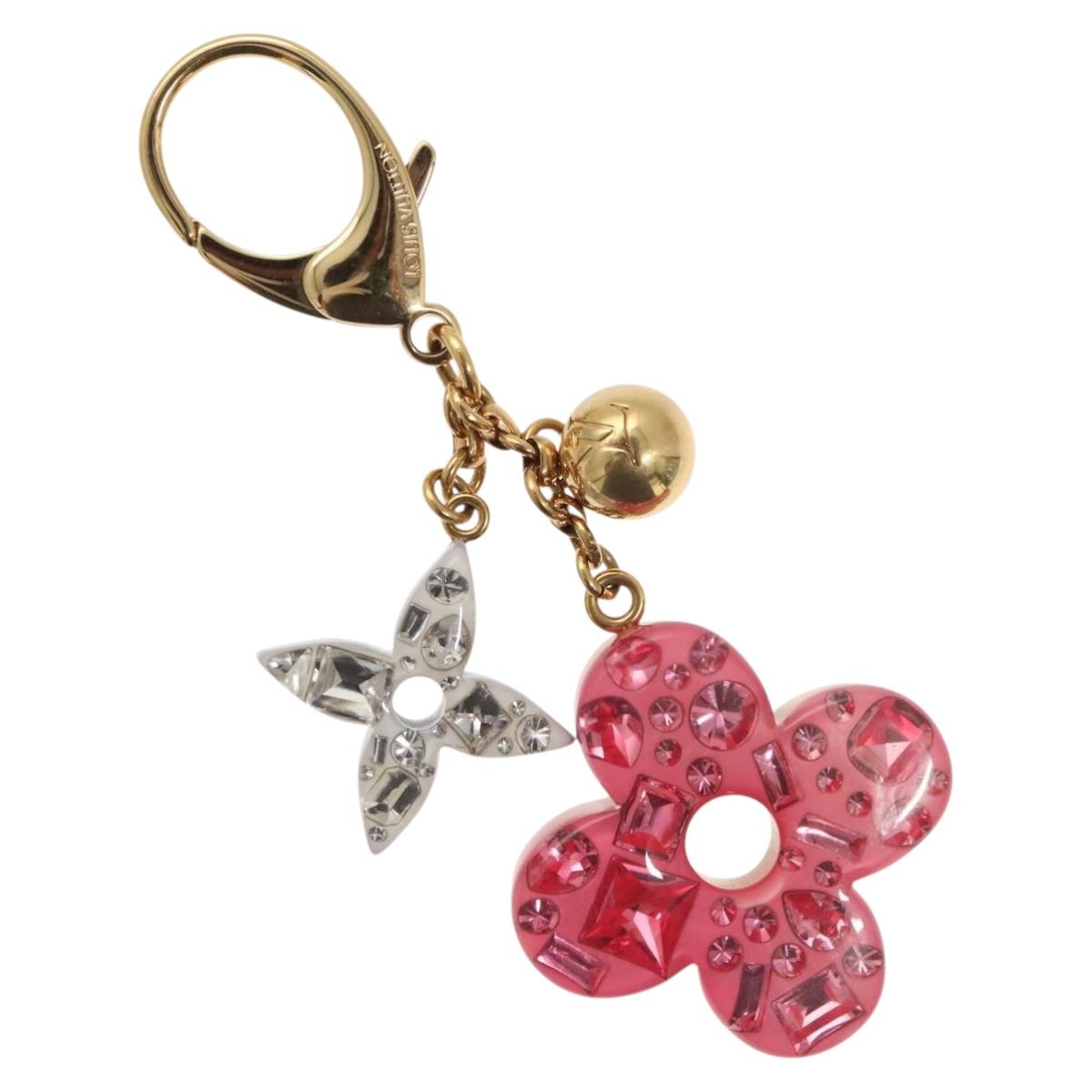 LOUIS VUITTON Bijoux Sac Glam Flower Bag Charm metal Pink M66152 LV Auth 132810V