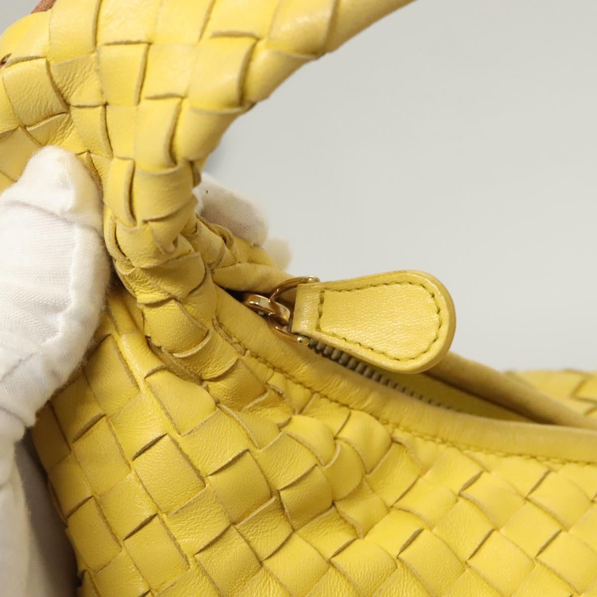 BOTTEGA VENETA INTRECCIATO Hobo Bag Leather Yellow Gold 115653 Auth 132816