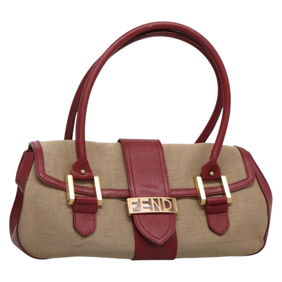 FENDI Zucca Canvas Hand Bag Gold Brown Auth 132817V