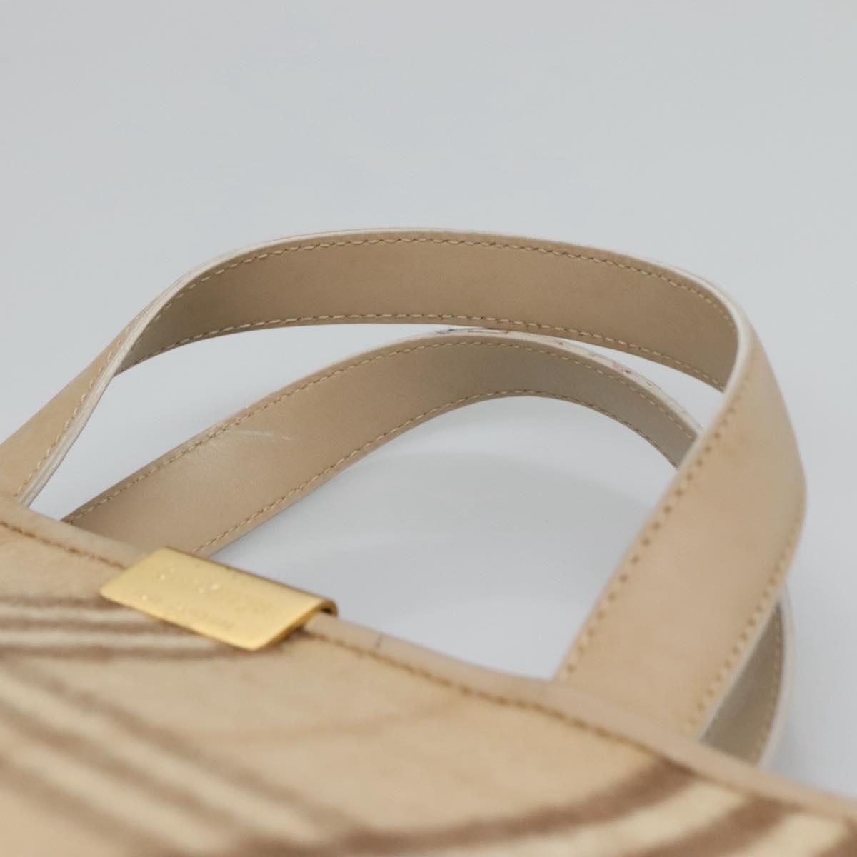 Burberrys Nova Check Hand Bag Wool Leather Beige Gold Auth 132827