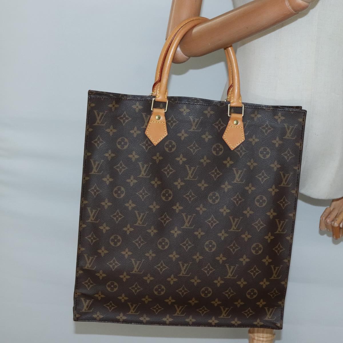 LOUIS VUITTON Monogram Sac Plat Hand Bag M51140 LV Auth 132837