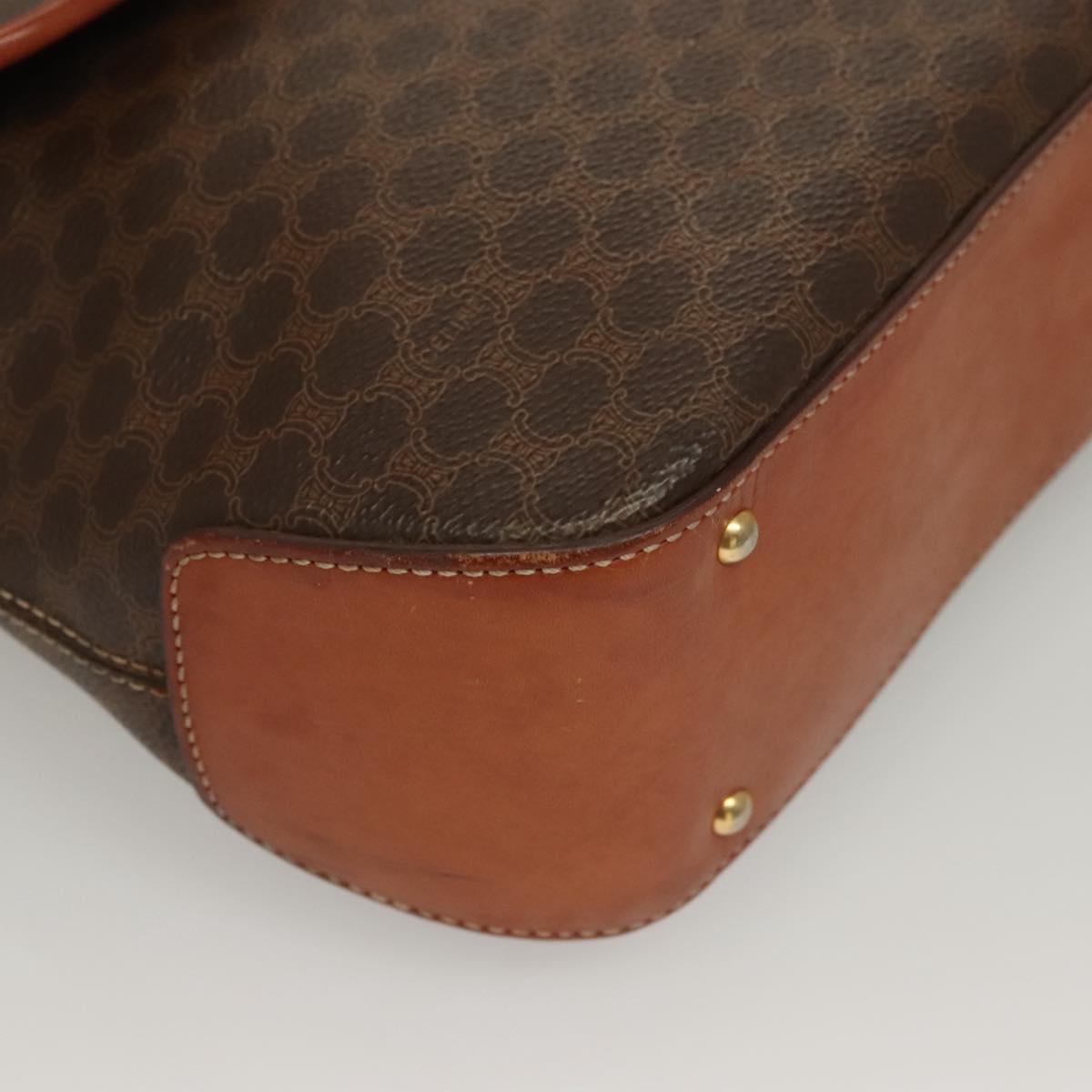 CELINE Macadam Canvas Hand Bag PVC Leather 2way Brown Gold Auth 132850