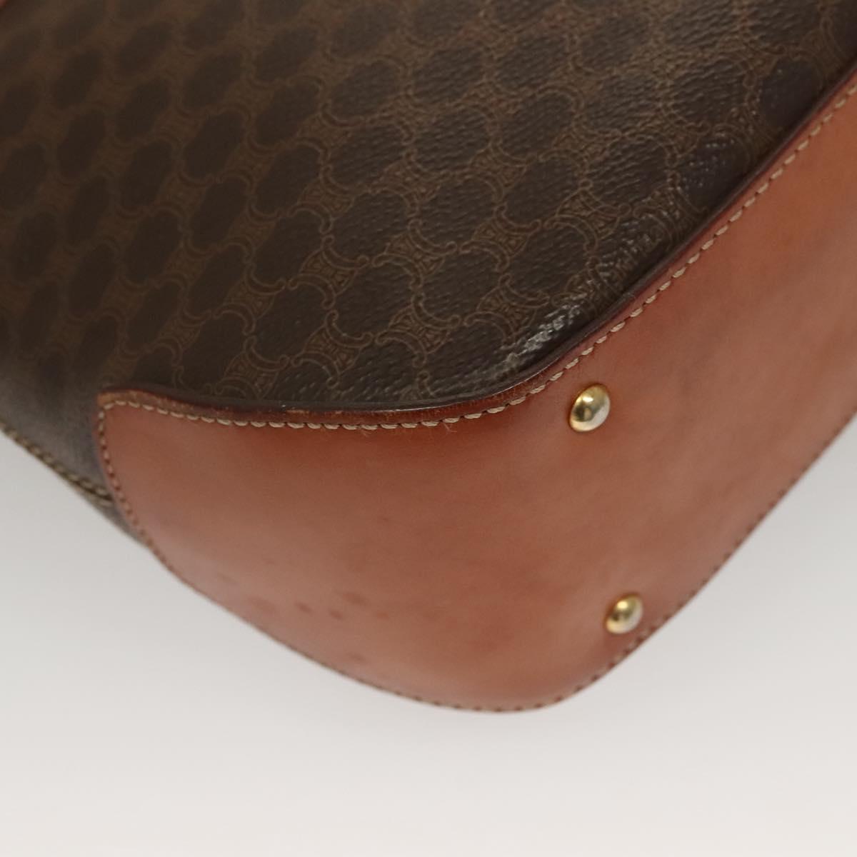 CELINE Macadam Canvas Hand Bag PVC Leather 2way Brown Gold Auth 132850